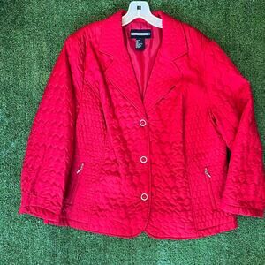 Requirements Red‎ quilted blazer jacket coat with zipper pockets size XL